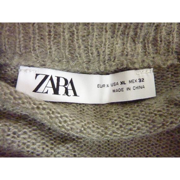 Zara Gray Green Knit Long Sleeve Sweater XL - Picture 5 of 6